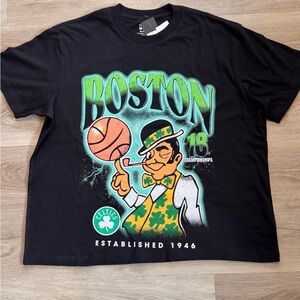 Men's Black NBA Boston Celtics Black & Green 18 Championships T-shirt